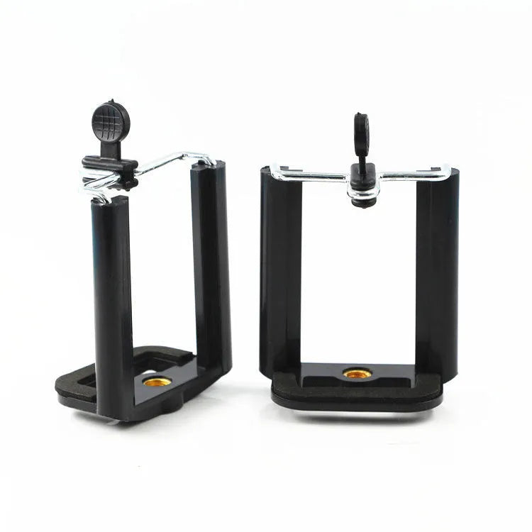 Black plastic U-shaped mobile phone clip holder for mounting to hoses and poles