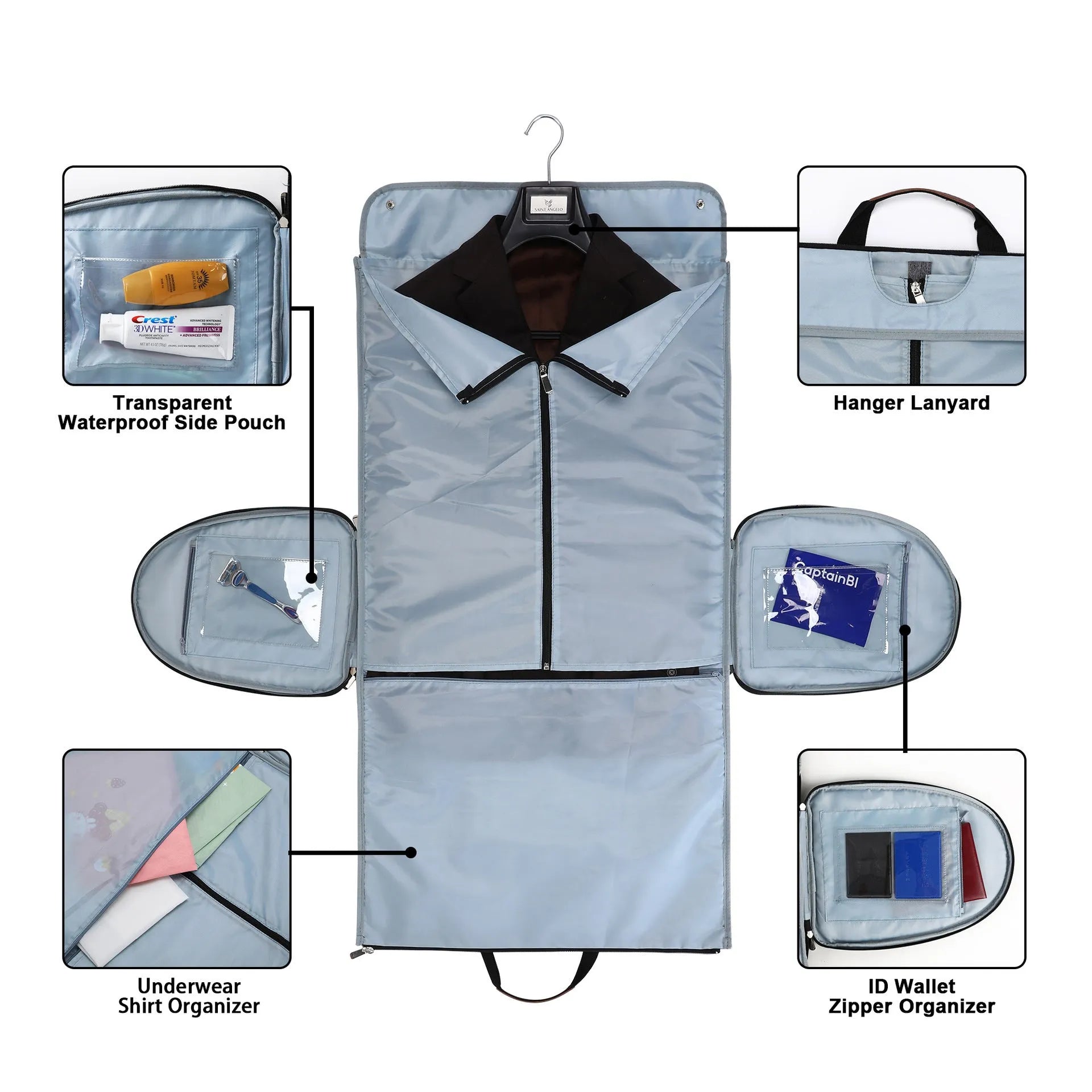 Foldable dark blue Oxford cloth duffel bag with 36-55 litre capacity for travel and gym