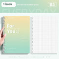 Removable coil gradient notepad in blue, green, pink, or purple with PP cover