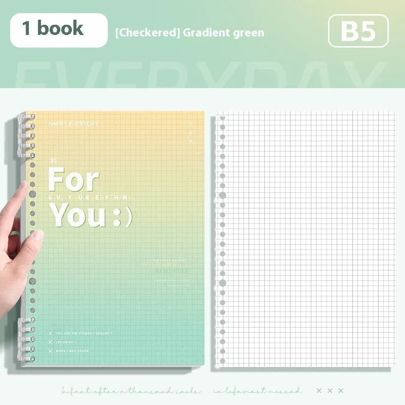 Removable coil gradient notepad in blue, green, pink, or purple with PP cover