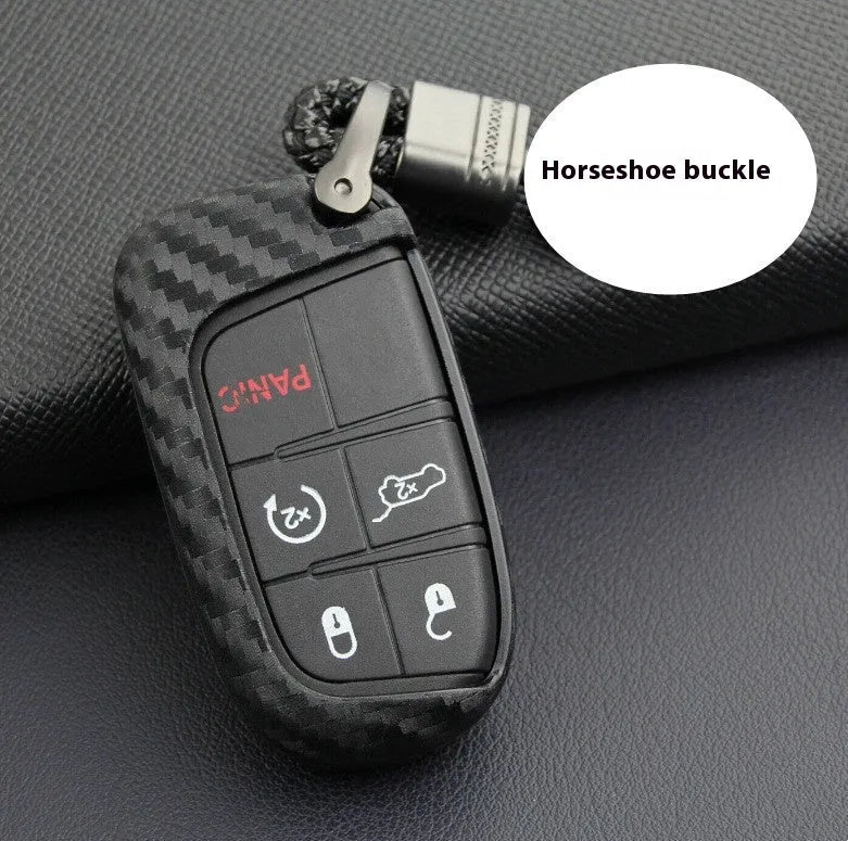 Carbon fibre silicone remote key protection case for Dodge Chrysler Fiat vehicles