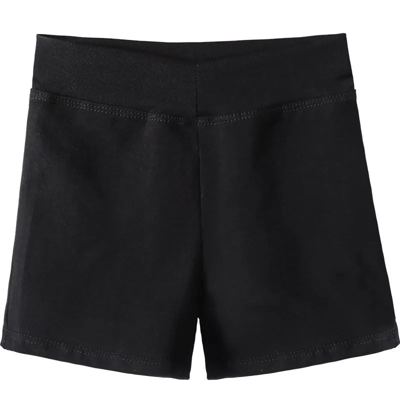 Black cotton women's dance practice shorts with elastic waistband