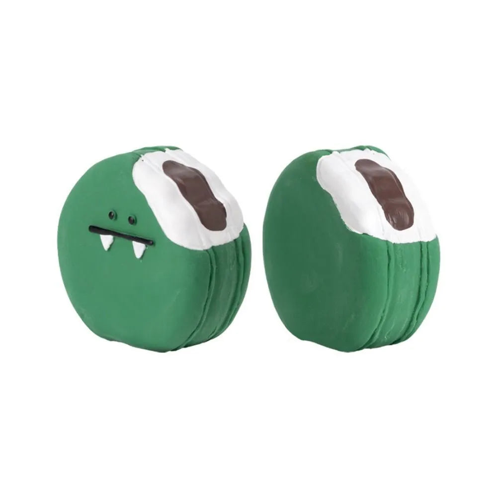 Yellow and green cartoon pattern bread egg shaped latex dog squeaky toy