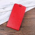 Huawei Honor 7X leather wallet phone case in black showing card slots and crazy horse pattern texture.