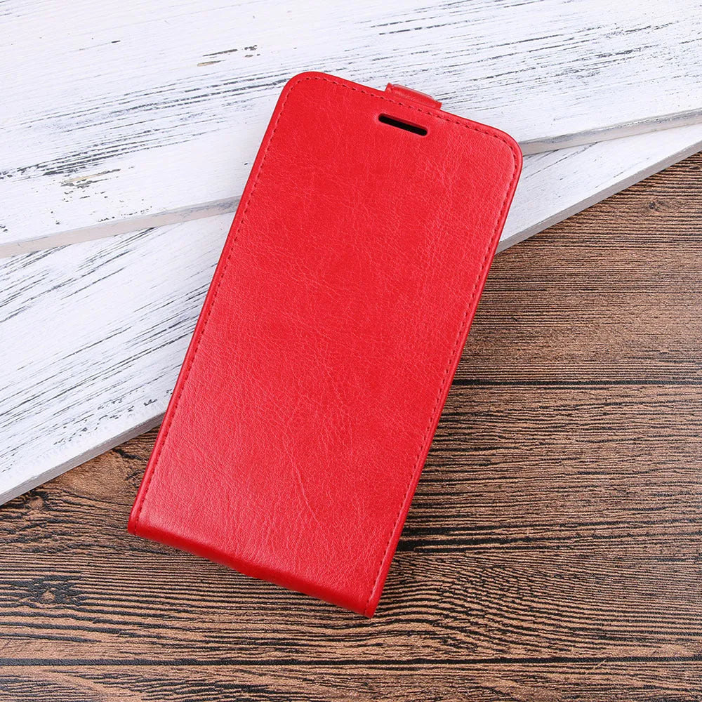 Huawei Honor 7X leather wallet phone case in black showing card slots and crazy horse pattern texture.