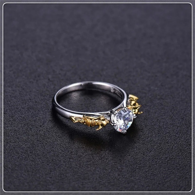 Black gold crown modelling ring made from copper for cosplay and unisex fashion wear.
