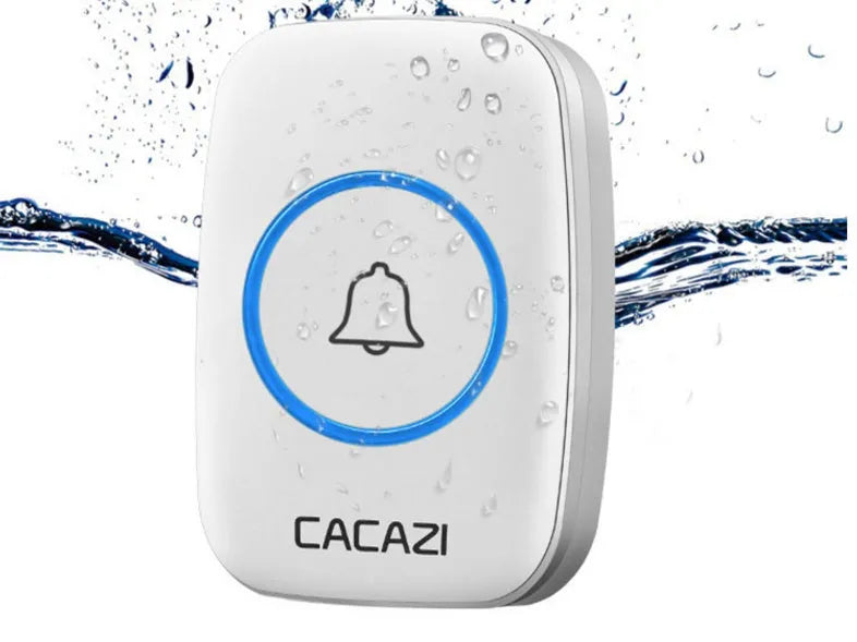 A10 and A20 model wireless doorbell kits showing receiver, transmitter, and colour options of black, white, gold, and silver.