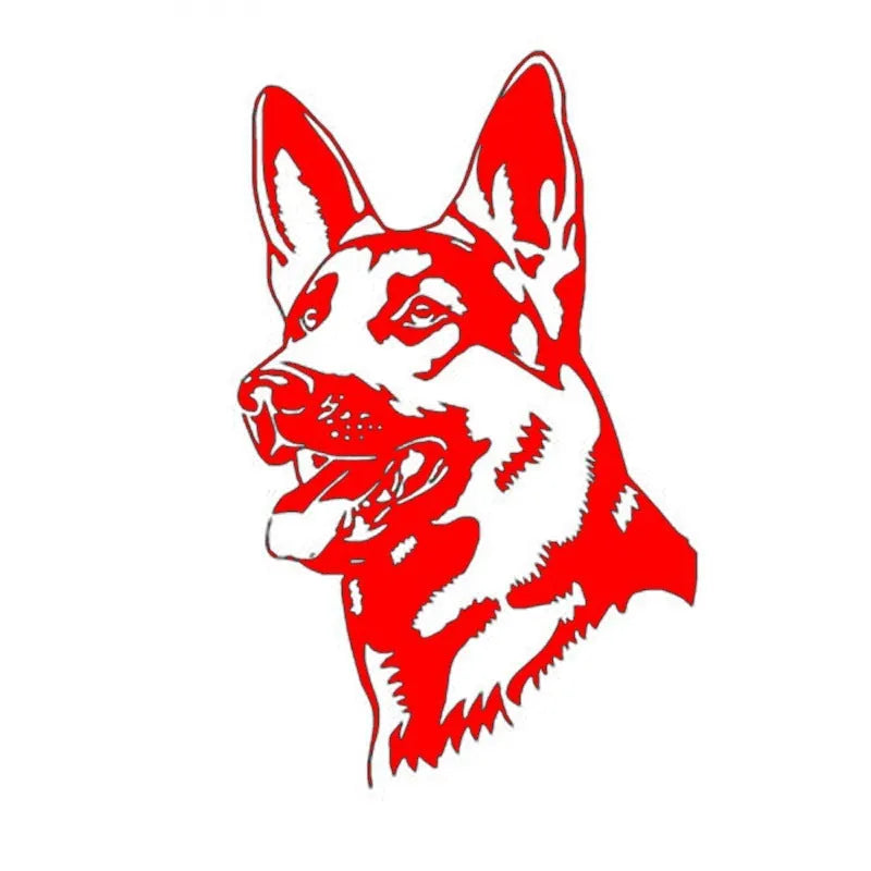 Reflective Alsace Shepherd dog design car bumper sticker in choice of colours.
