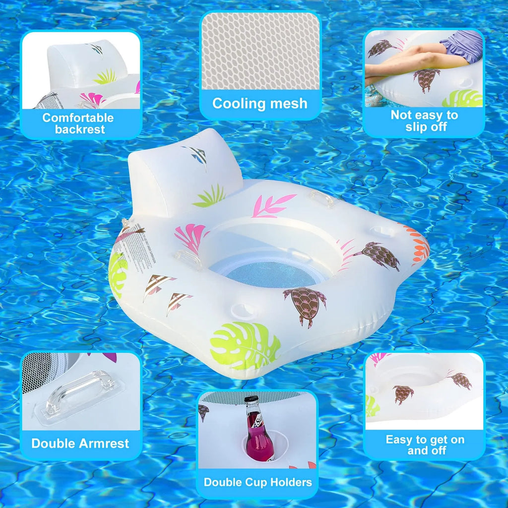 White U-shaped inflatable pool float with luminous elements