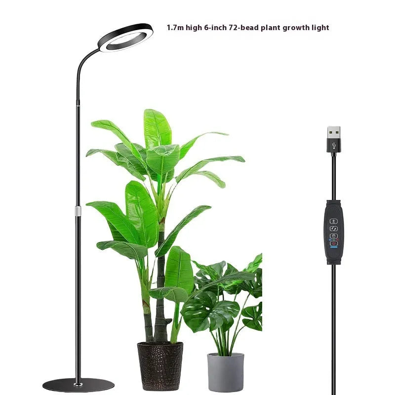 Aluminium alloy angel ring plant grow light on a retractable floor stand