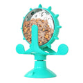 Interactive cat and dog puzzle feeder toy with rotating spinner and sucker base in assorted colours