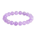 Lavender amethyst geometric water ripple bracelet with round beads on wrist