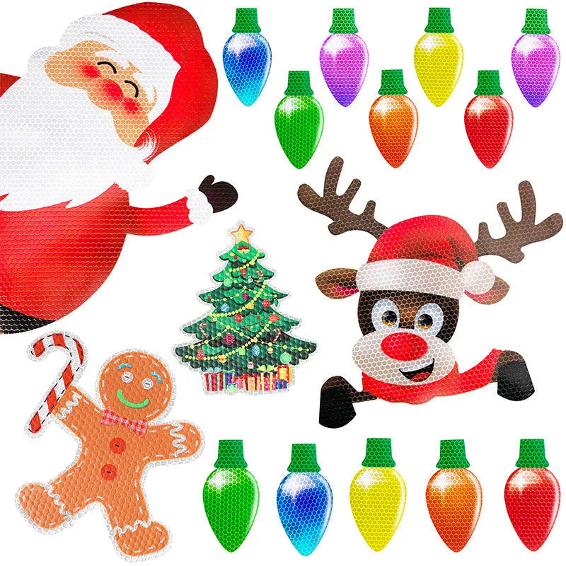 Christmas reflective magnetic light bulbs set with white honeycomb material and magnetic backing