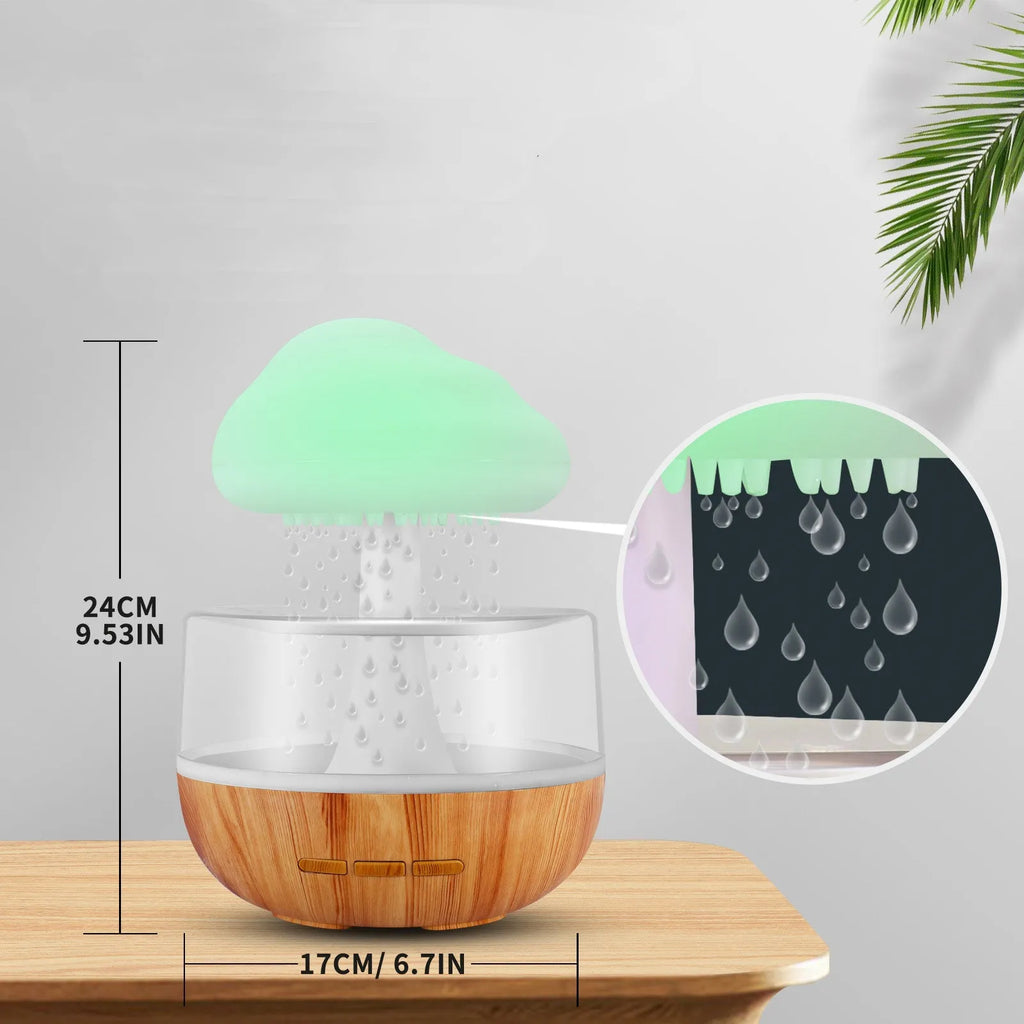 White cloud-shaped humidifier with LED night light on a table