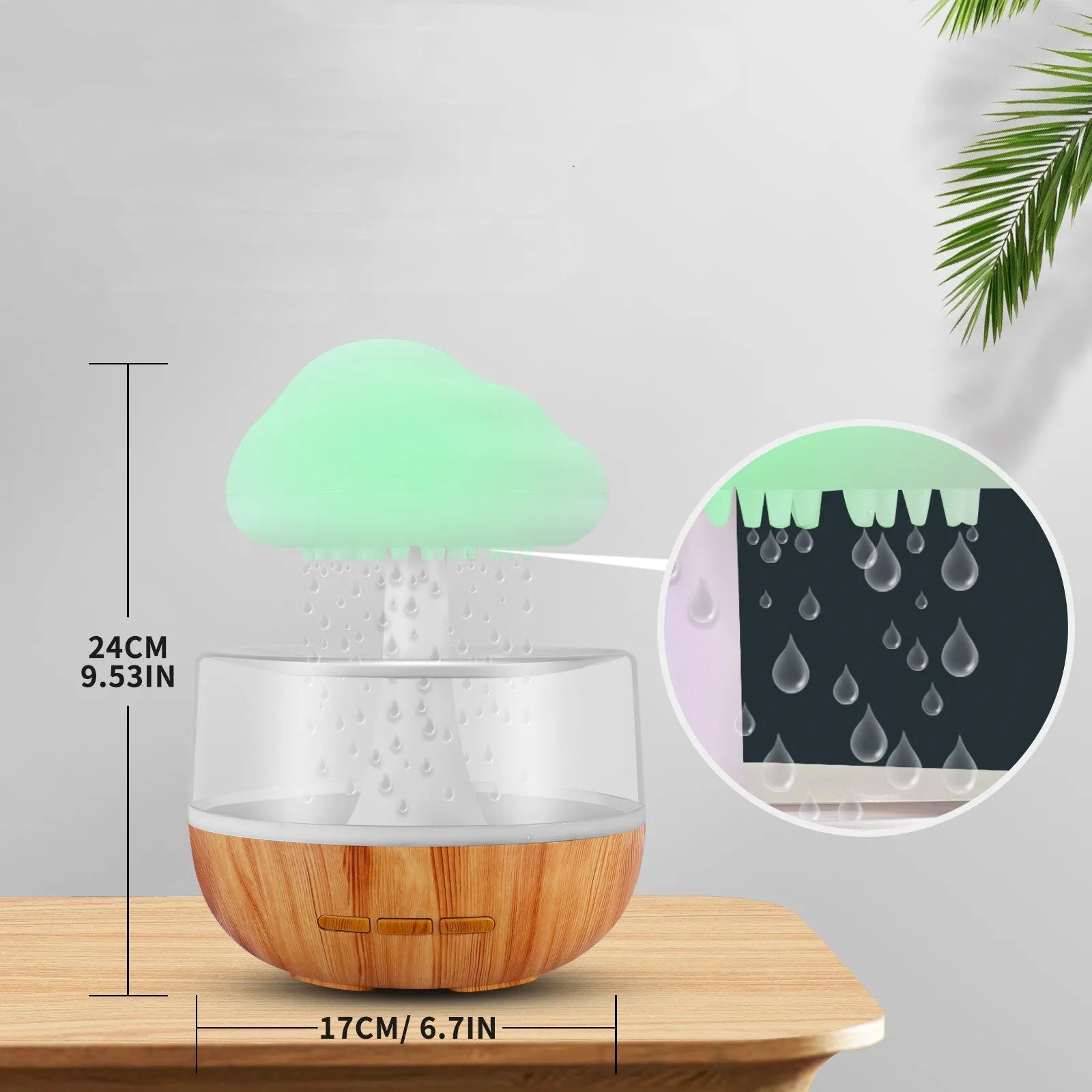 White cloud-shaped humidifier with LED night light on a table