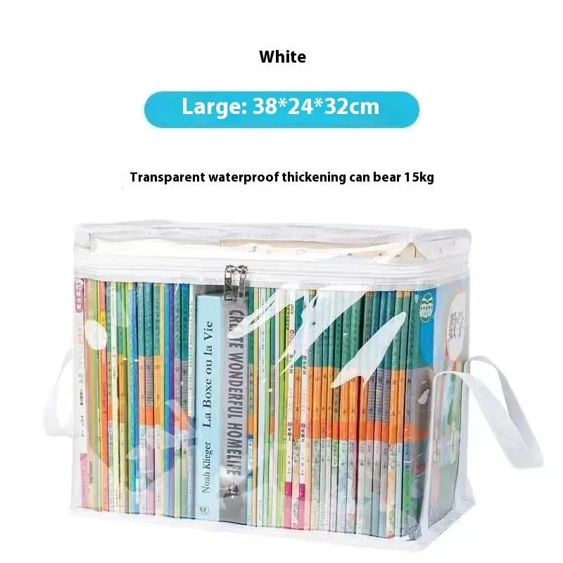 Large white foldable PVC storage bag with sealing function and transparent visible sections