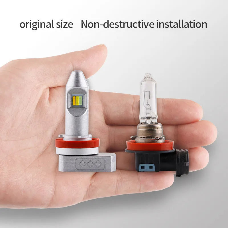 Universal three-colour LED fog lamp bulb with aluminium housing for cars, motorcycles and trucks.