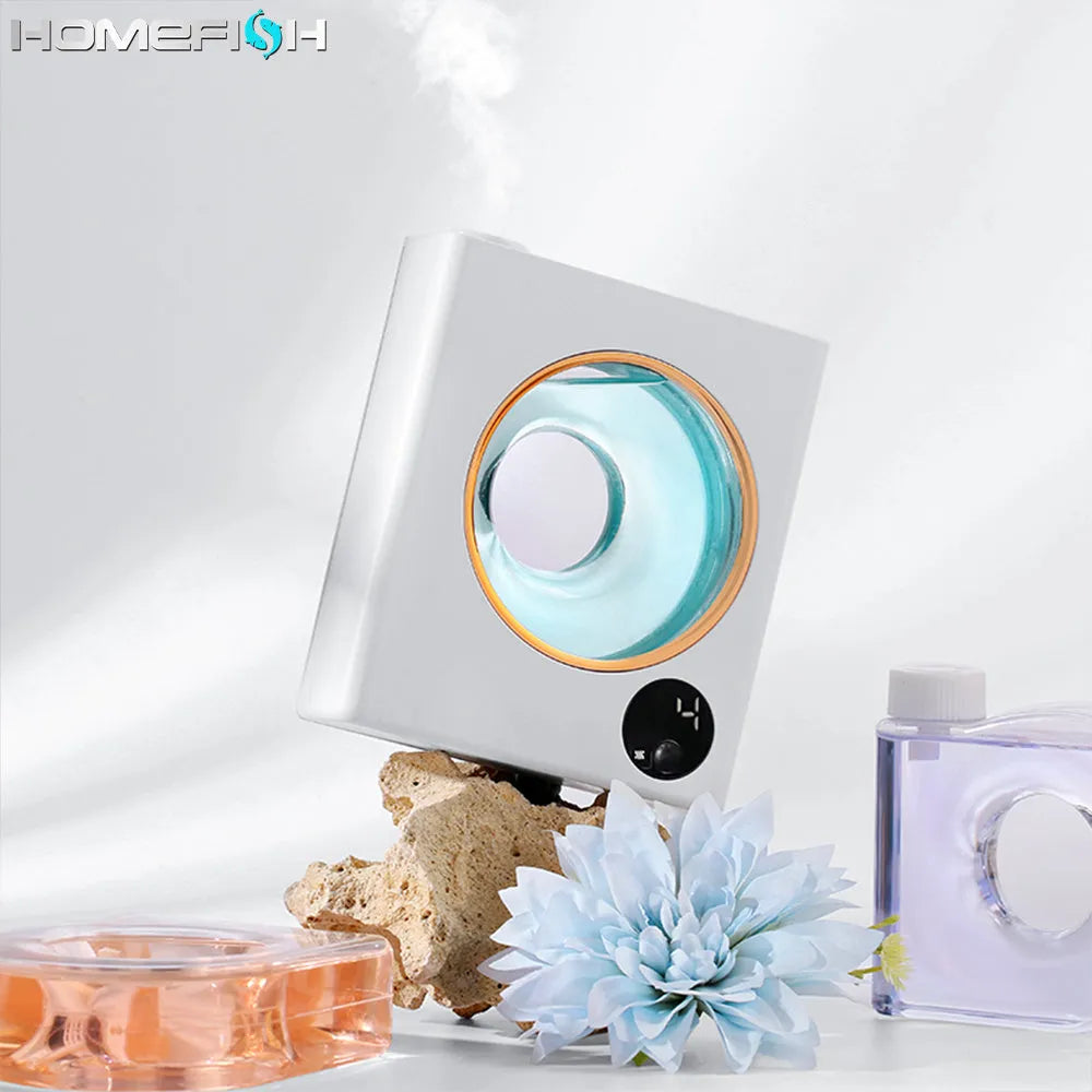 Small white automatic aromatherapy machine with wall mount and USB charging port