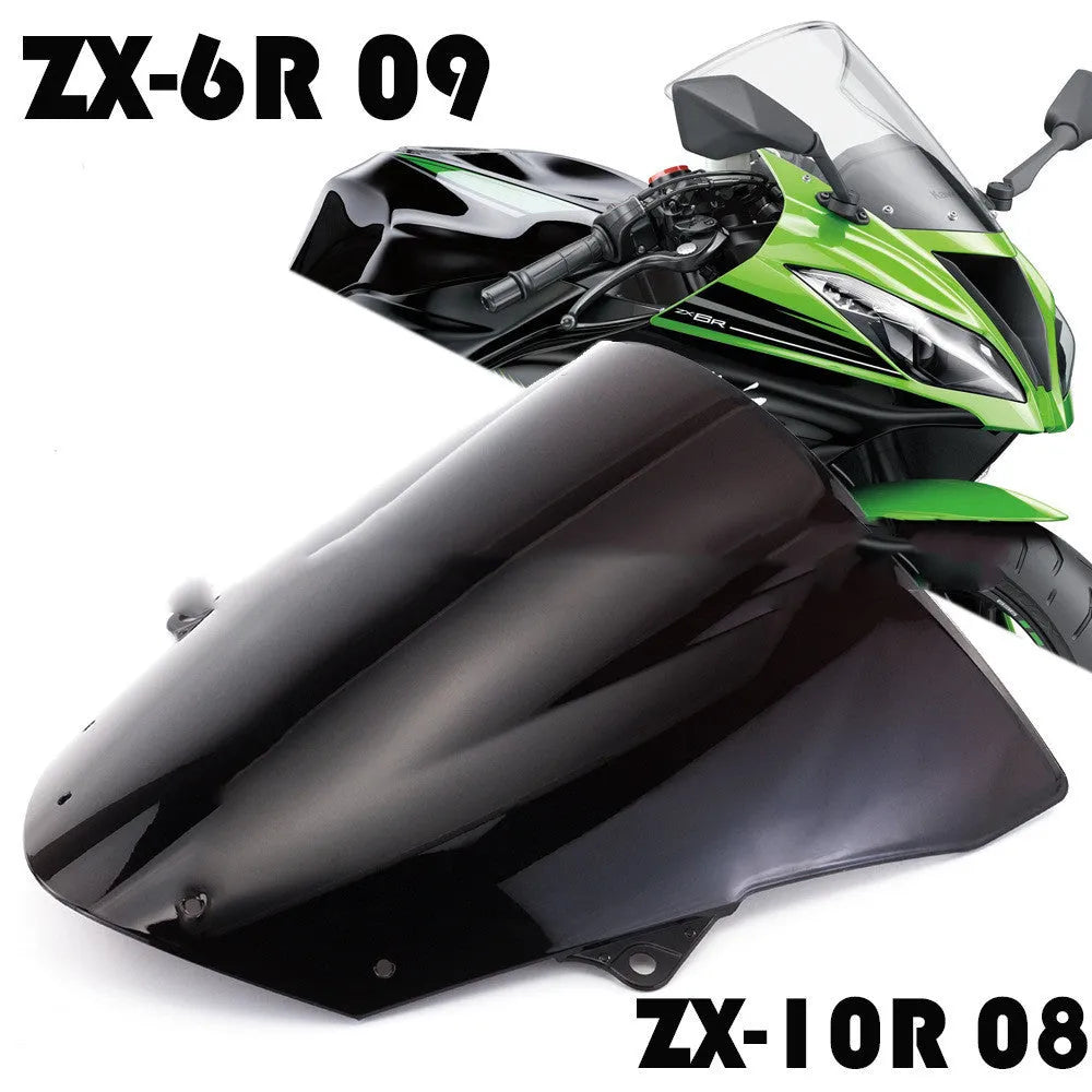 Blue and brown motorcycle windscreen for Kawasaki ZX-6R and ZX-10R models