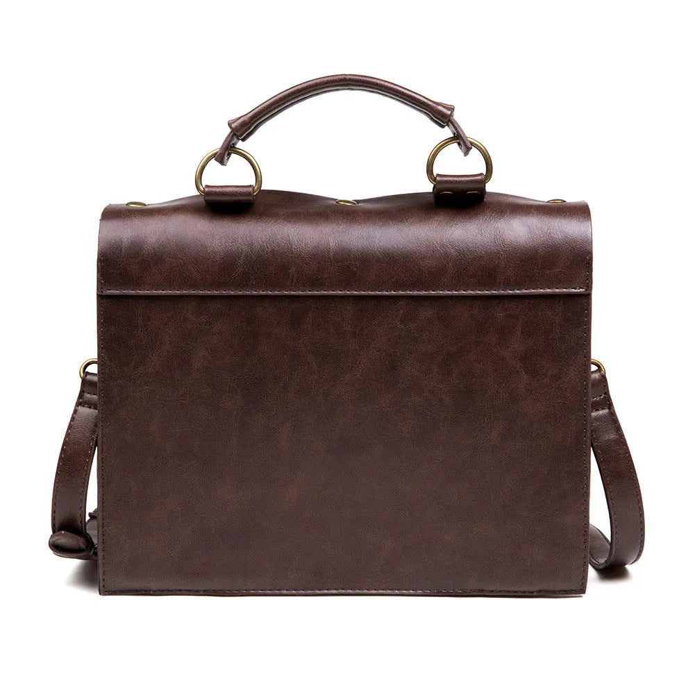 Bronze steampunk industrial retro shoulder bag with metal accents and pillow bag shape