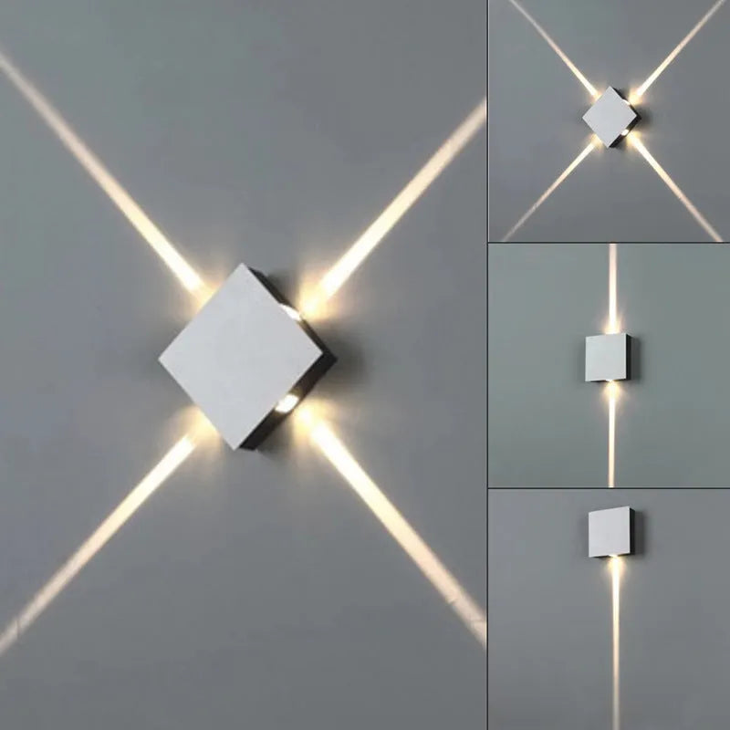 Modern square and round aluminium LED wall light with iron shade in warm white or white.