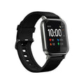 Black waterproof smart bracelet with 1.4 inch touchscreen display on silicone wristband