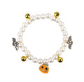 Halloween pet collar decoration with simulated pearl beads and a pumpkin charm.