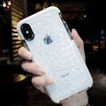 Striped TPU phone case for iPhone shown in black, pink, and white border colour options.