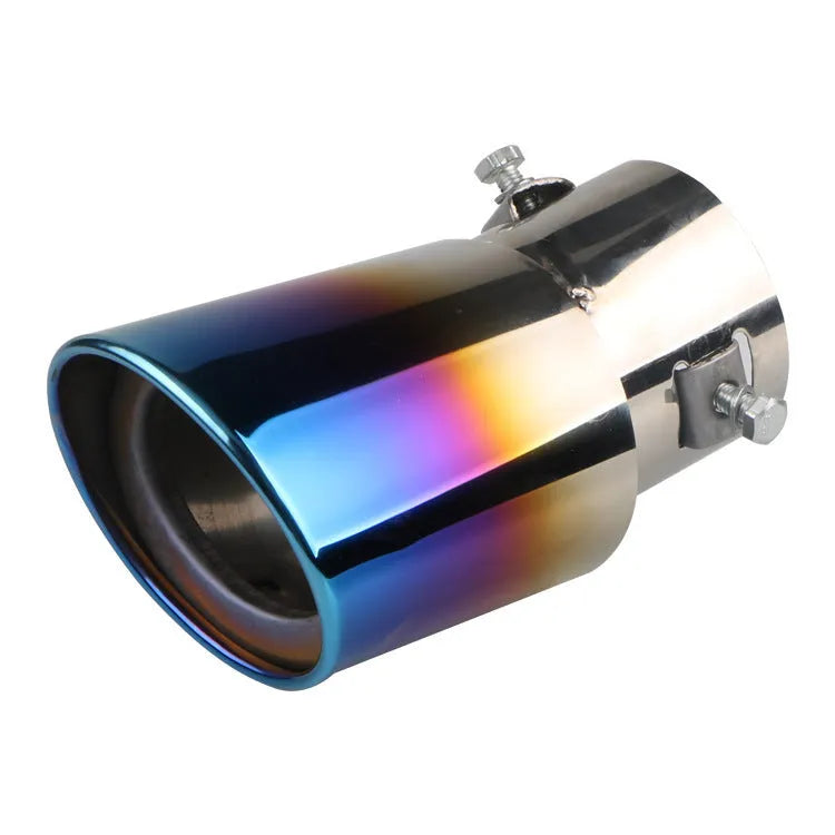 Stainless steel car exhaust tail pipe in straight and curved shapes with baked blue, silver, colourful finishes