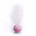 Rainbow EVA foam and feather cat toy ball for grabbing, training and chewing, in Black, Blue or Pink.