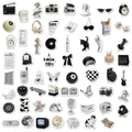 Black and white PVC waterproof sticker set with 61 painting designs for laptops and phones