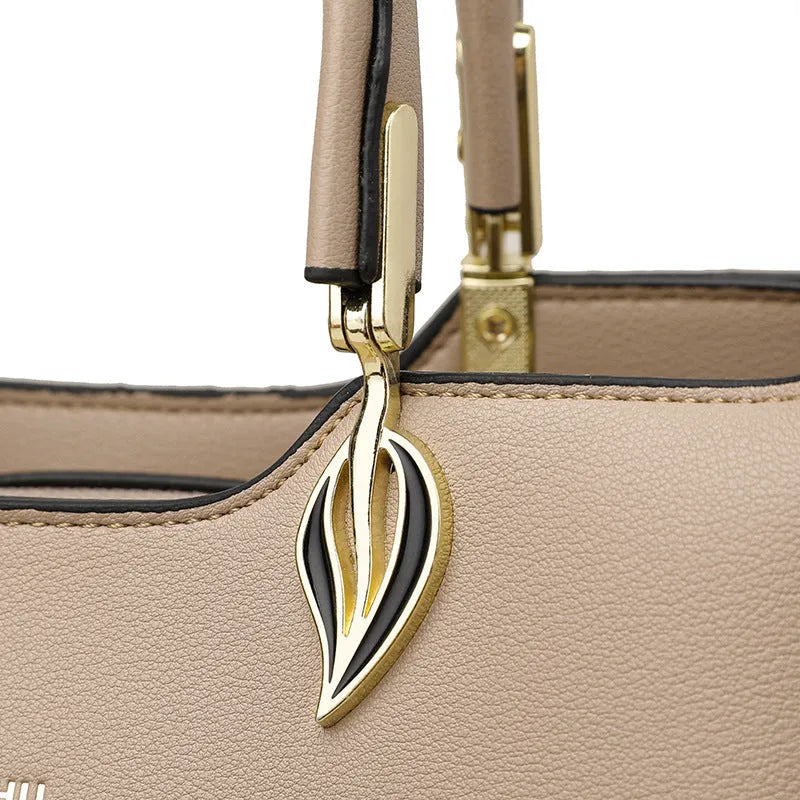 Women's black PU messenger bag with multi-layer shoulder strap in urban simplicity style