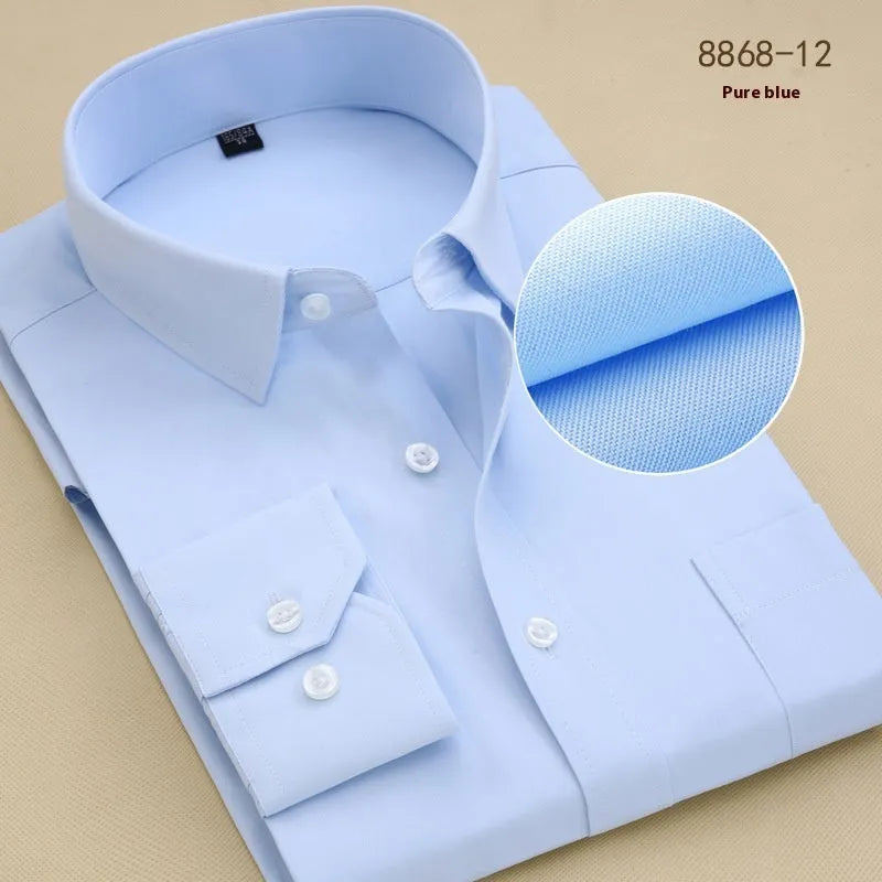 Men's regular fit cotton business shirt in solid colour with long sleeves for professional work wear