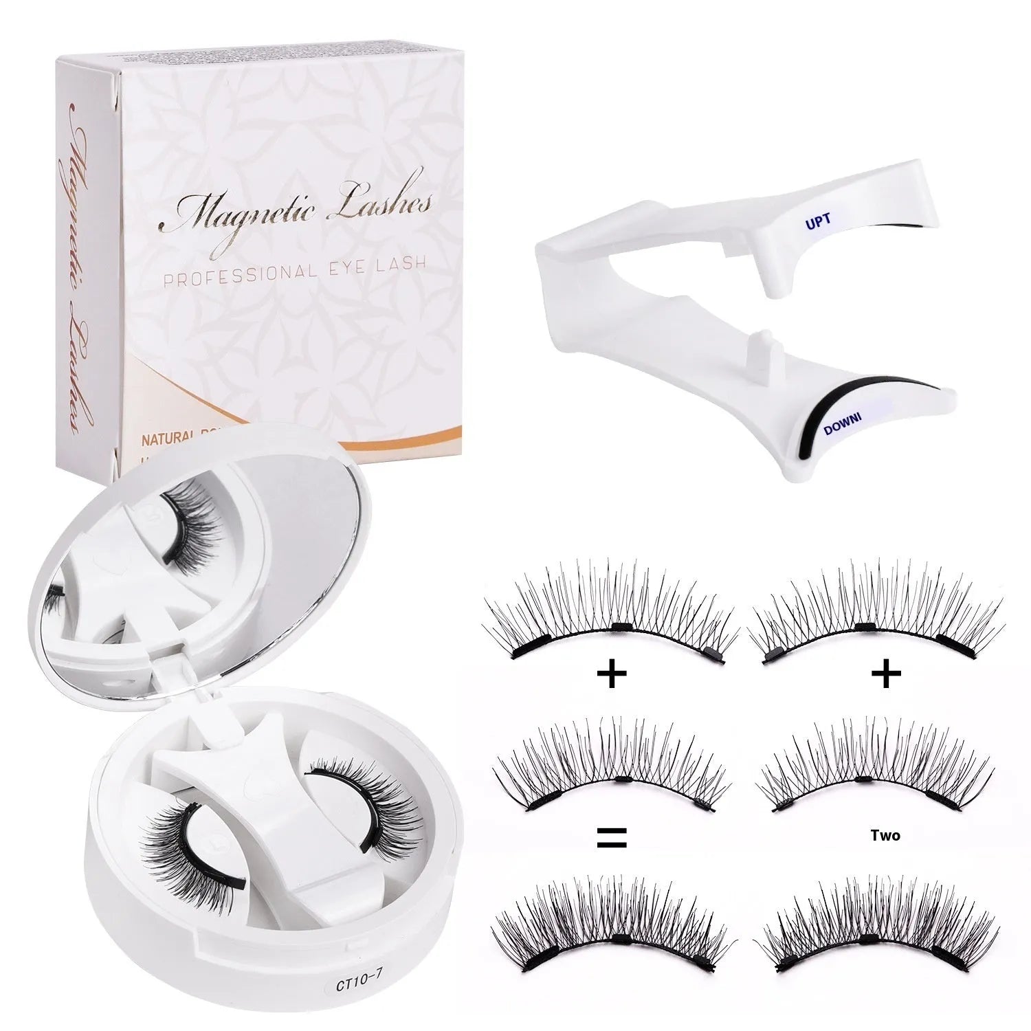 Portable magnetic false eyelash kit with built-in soap holder compartment