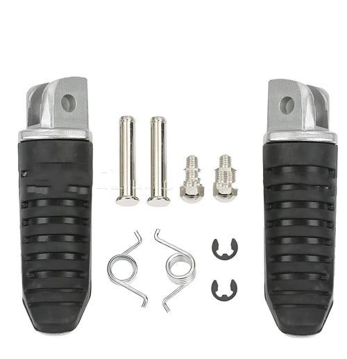 Black anodised aluminium alloy motorcycle footpeg set for Suzuki models including Hayabusa and V-Strom
