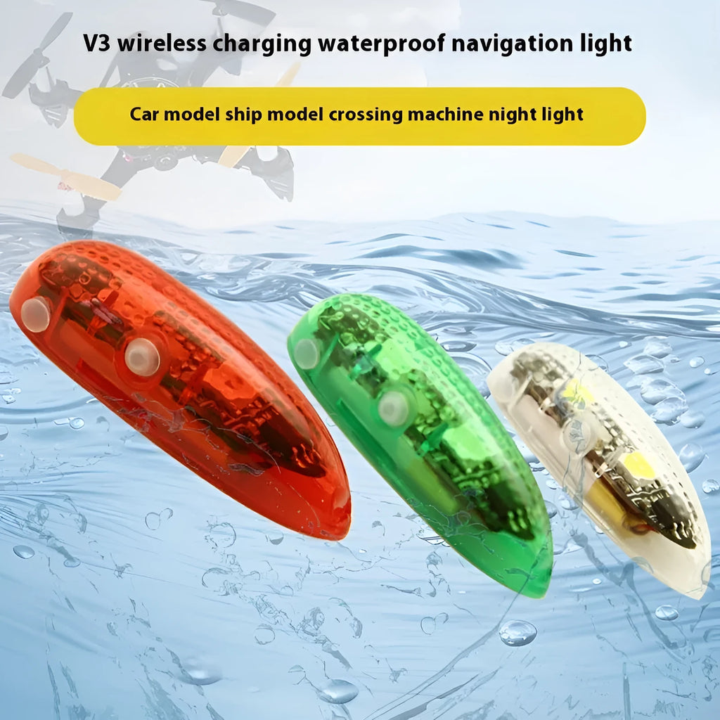V3 wireless charging waterproof navigation light for model boats and cars with adhesive backing