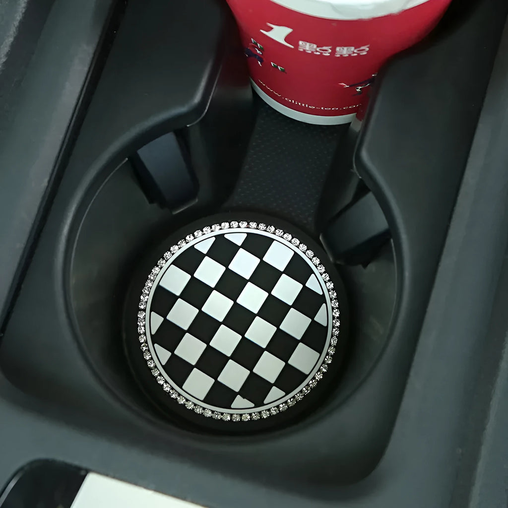 PVC car cup holder mat insert in choice of four patterns for door slot protection