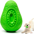 Green natural rubber dog chew toy with textured surface and hollow centre for aggressive chewers