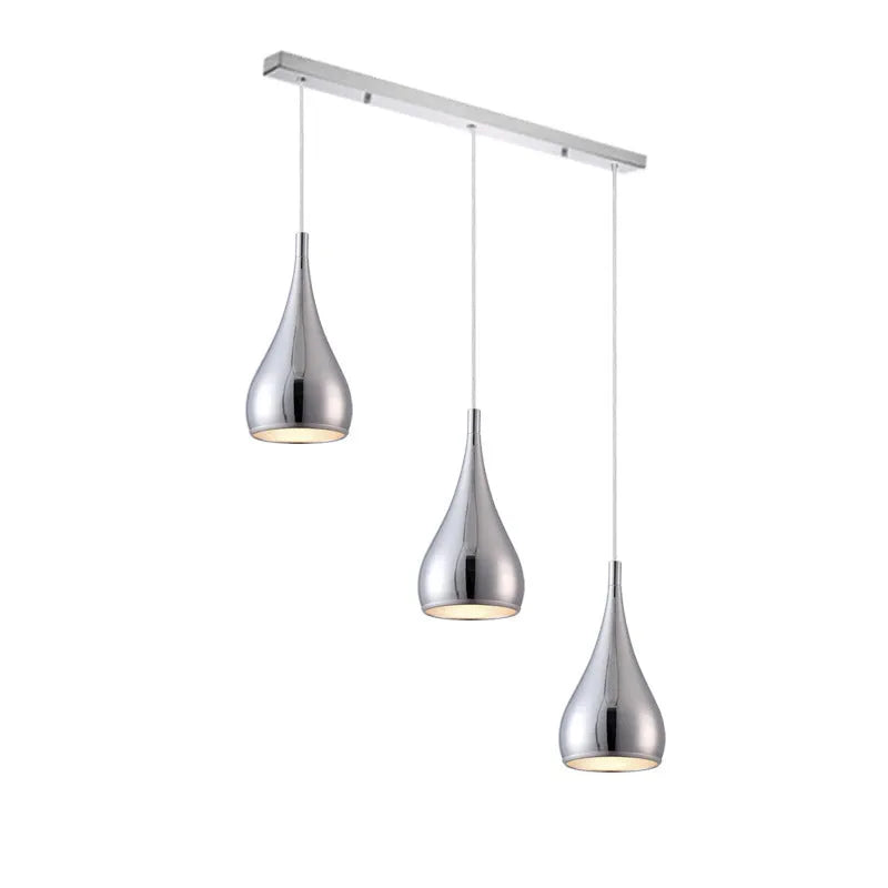 Iron minimalist chandelier in black finish with three head configuration for bedroom or living room lighting