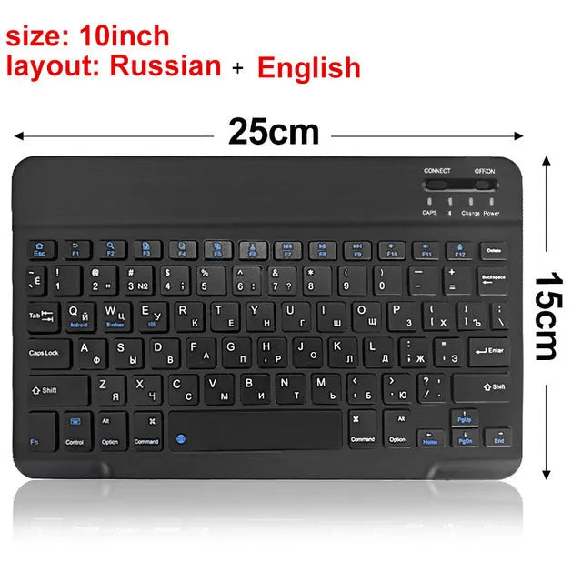Mini Bluetooth wireless keyboard in black or white for tablets with 44-hour battery life