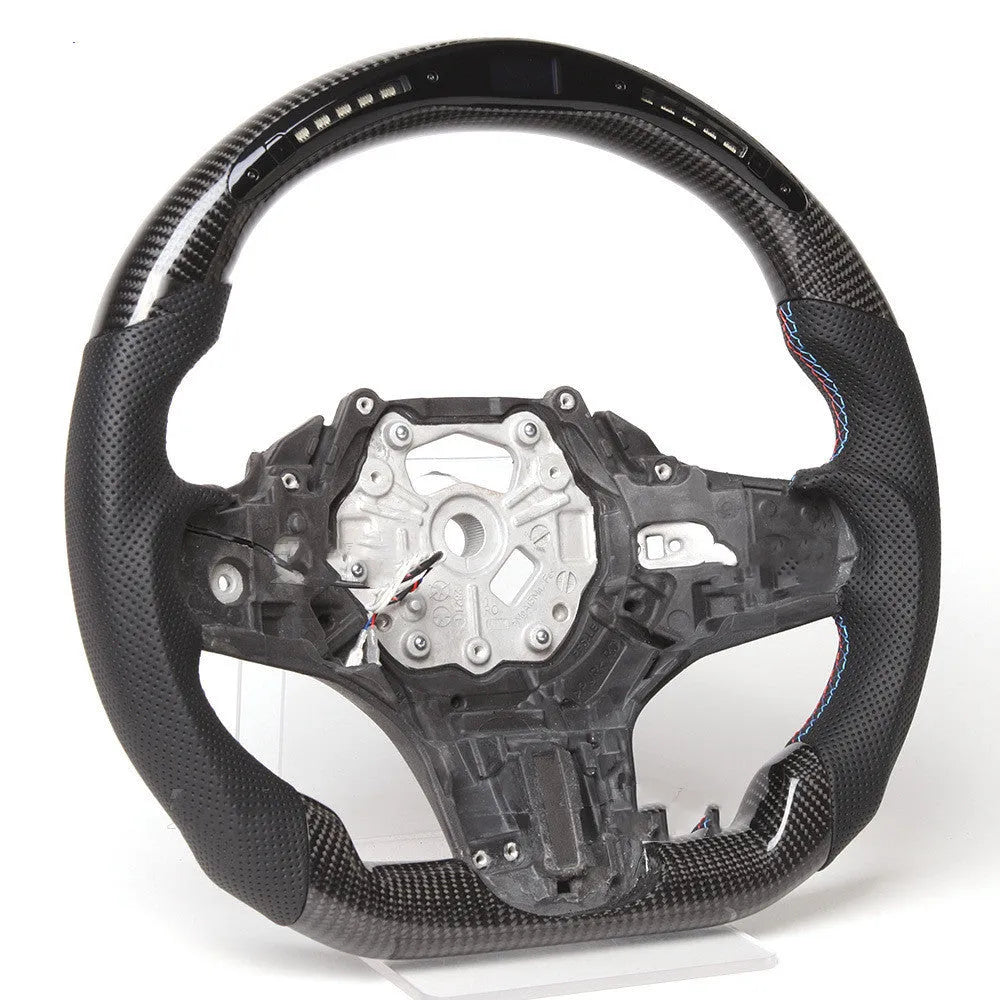 Black carbon fibre BMW steering wheel with LED lighting for X3 X5 models