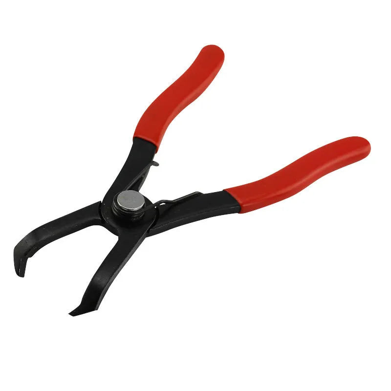 Red interior round nail removal pliers for door panel fastener work
