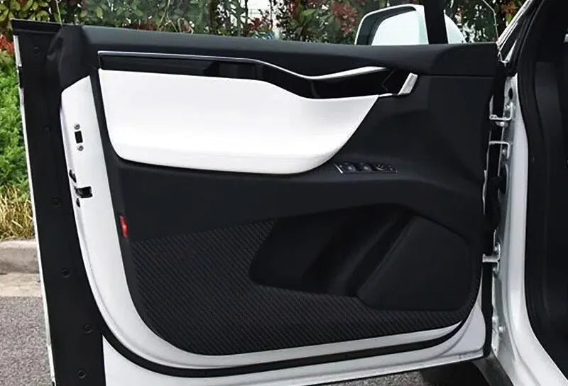 Pre-cut carbon fibre protective film for Tesla Model S interior door panels