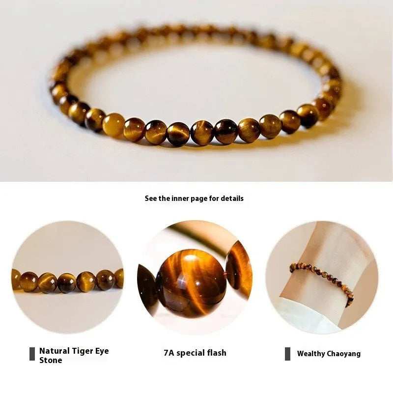New Chinese style tigereye bracelet with geometric round beads in three size options