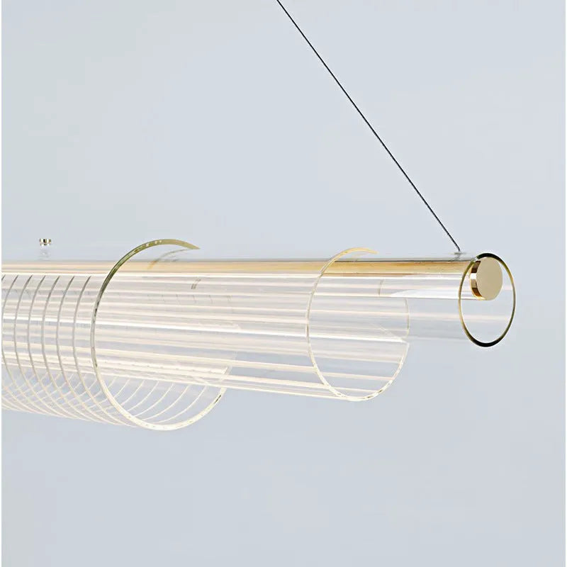 Modern glass pendant lamp with iron body in three length options