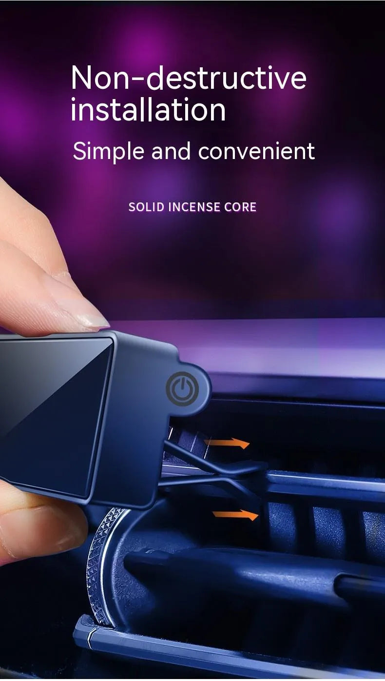Black car air vent perfume diffuser with LED ambience light for odour removal and decoration