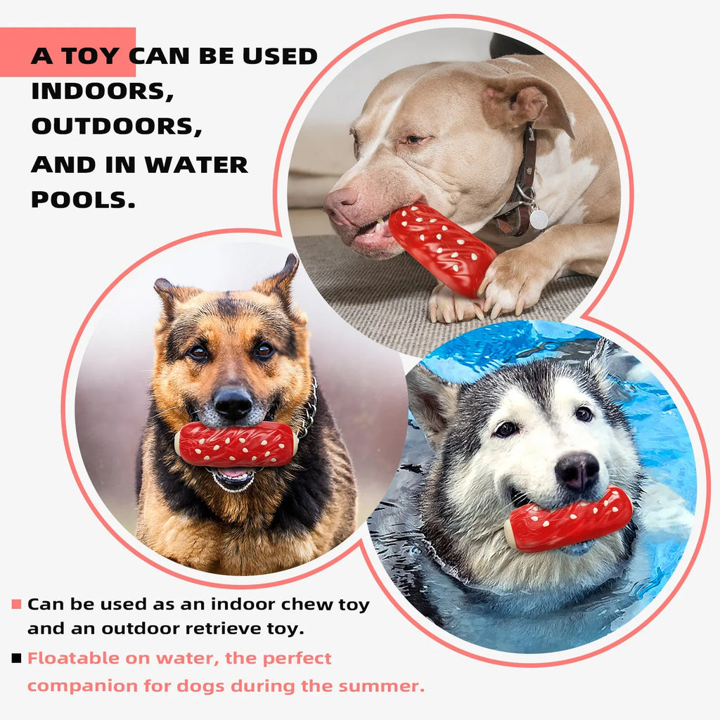 Primary colour plastic molar rod dog chew toy for teething and enrichment play
