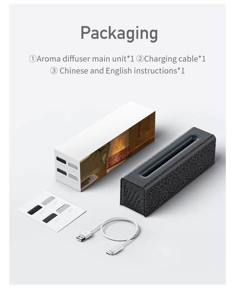 Square creative lava flame atmosphere humidifier and aroma diffuser with colourful LED lights on a desktop.