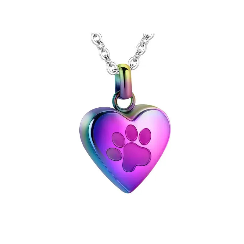 Openable heart-shaped titanium steel cinerary necklace for ashes in silver, gold, or rose gold.