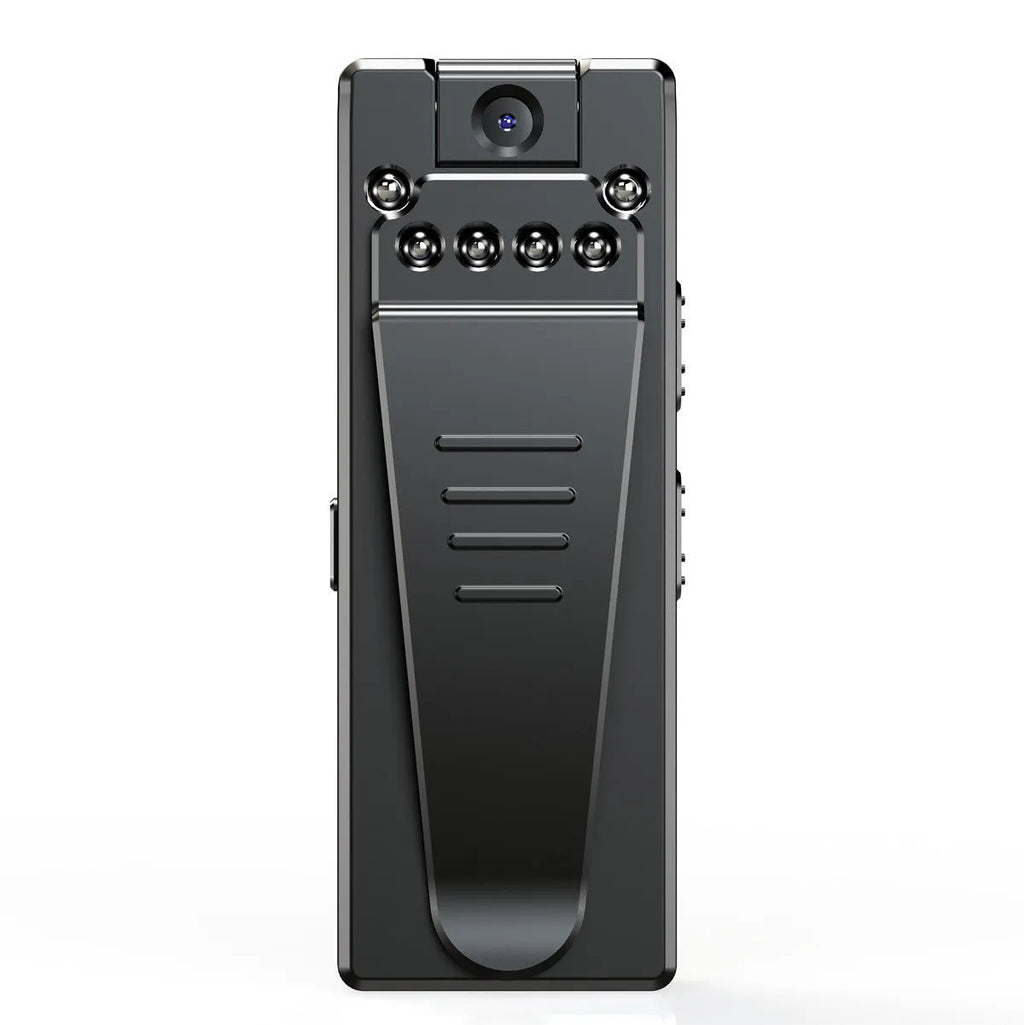 Black 1080p HD digital video camera with 90-degree rotation capability for flexible positioning
